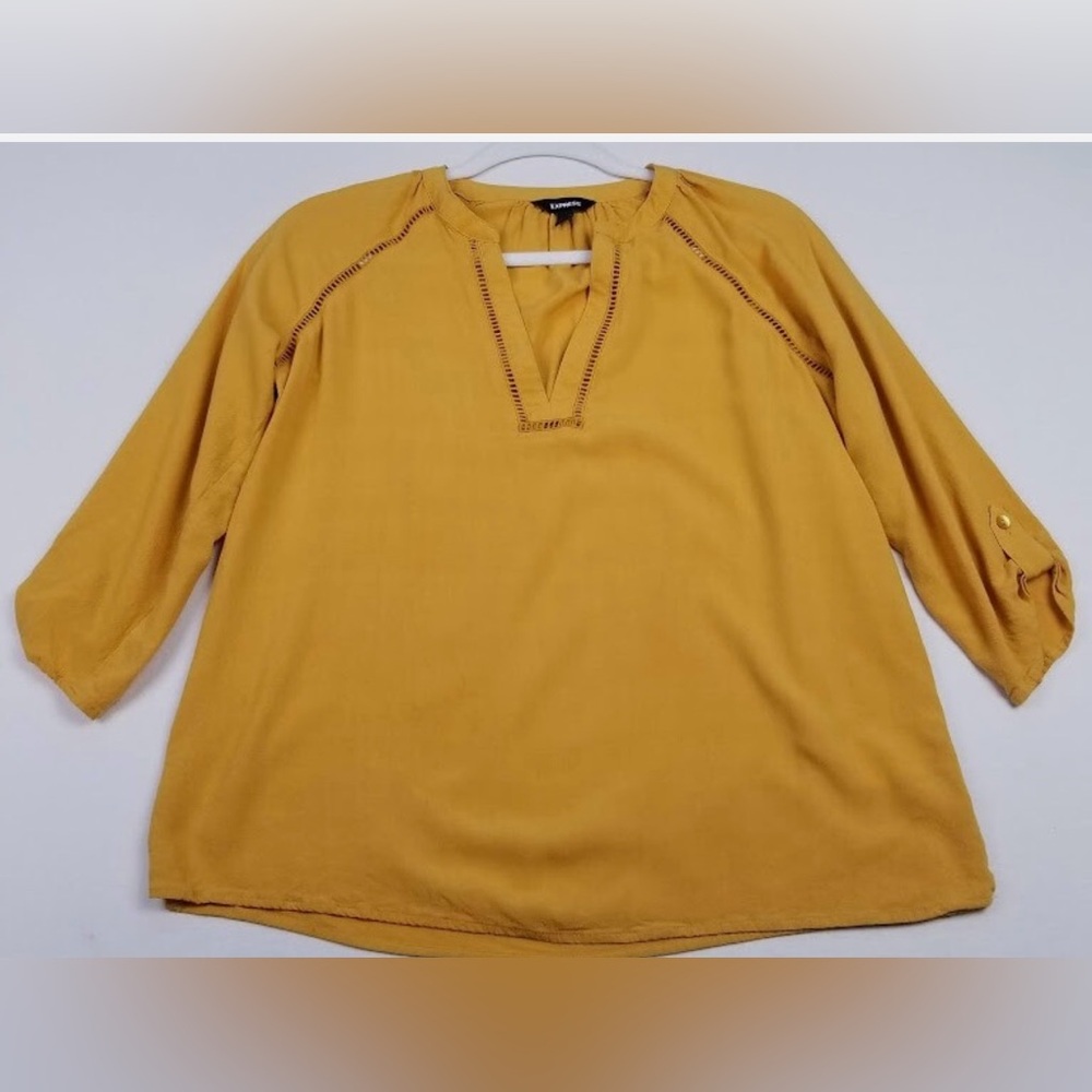 Express Relaxed Mustard Collar Blouse